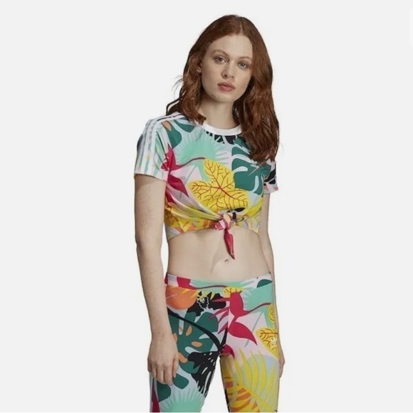 NWT- Adidas Originals TROPICALAGE CROPPED TEE: Size Medium - Picture 4 of 8